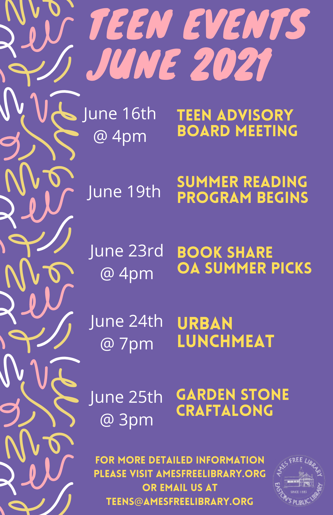 Ames Free Library Teen Events